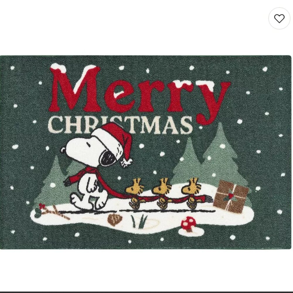 St. Nicholas Square Peanuts Snoopy & Woodstock Merry Christmas Throw Rug